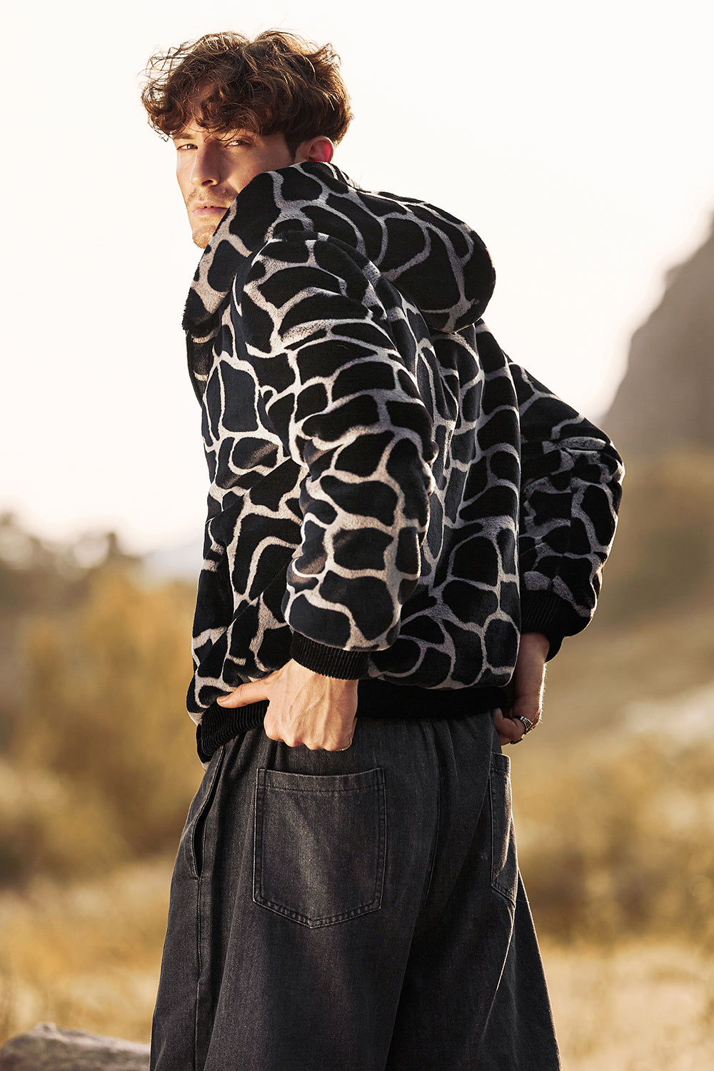 Ruggero – Sudadera Leopardo con Capucha y Cremallera para Hombre