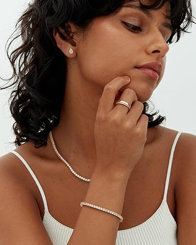 Pulsera de Tenis Chapada en Oro con Moissanita