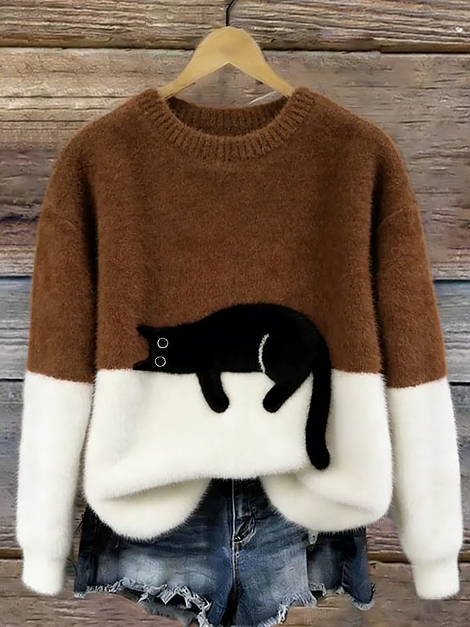 Tarcisio - Sudadera Mujer con Estampado de Gato