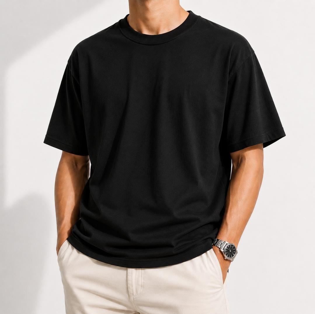 Camiseta Casual de Algodón 100% Pesado de Corte Regular