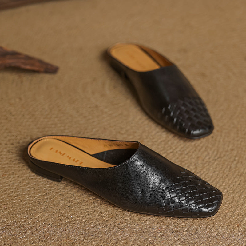 Mules de Cuero Genuino Viola