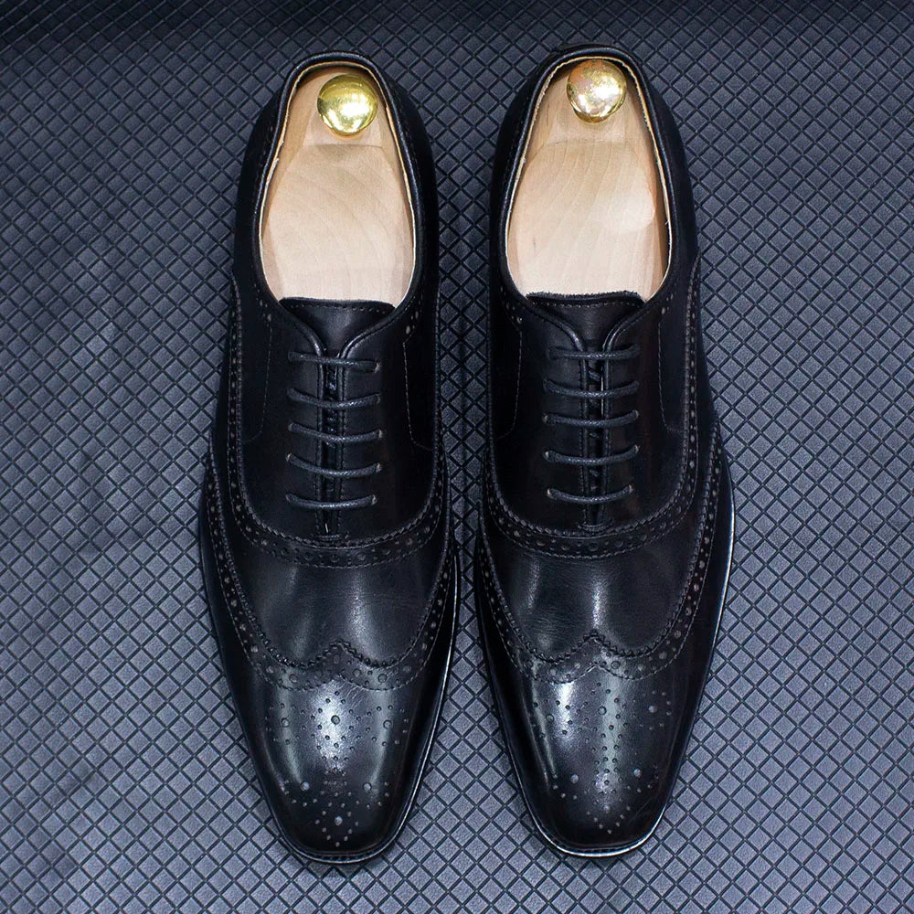 Zapatos Brogue Oxford de Cuero Genuino Leonardo