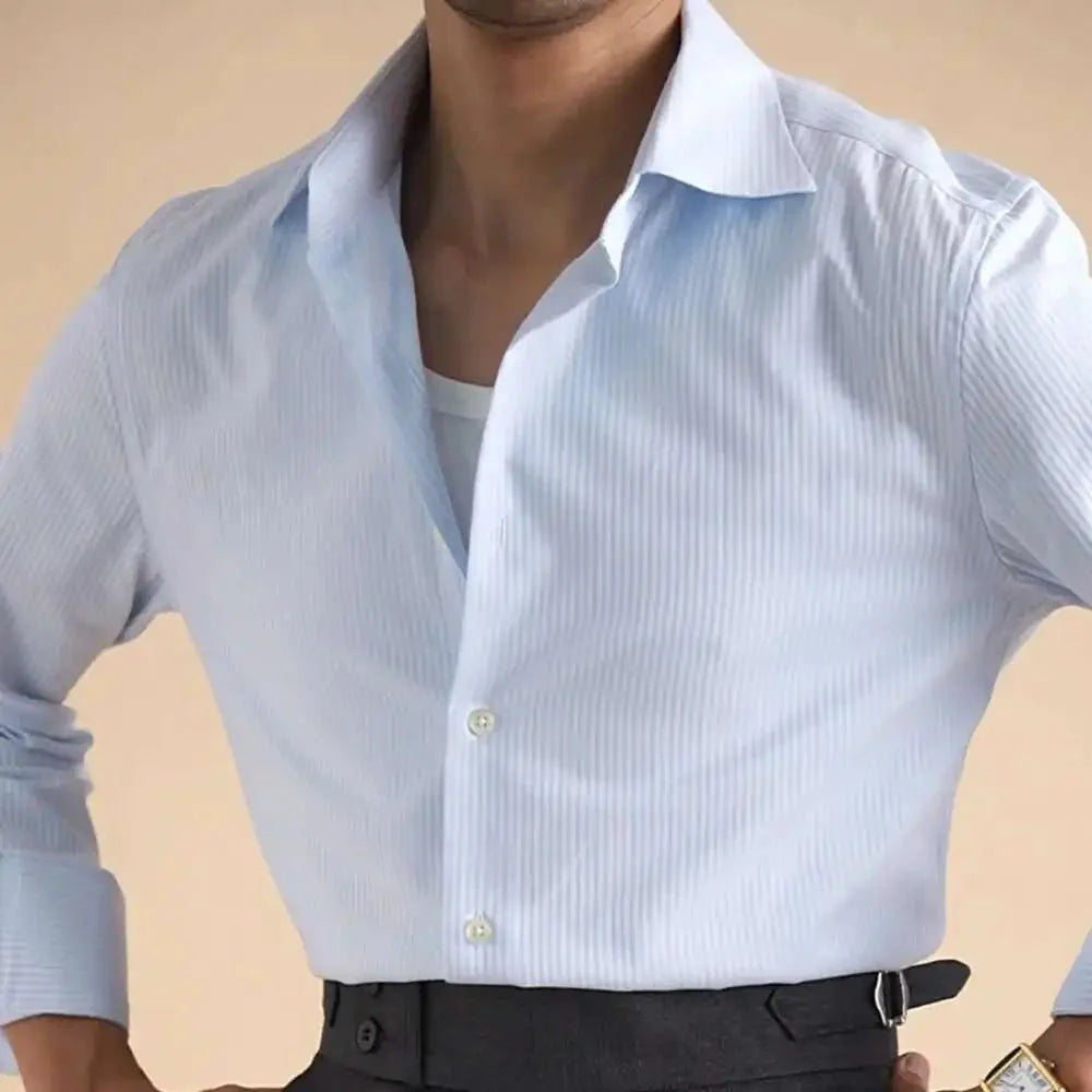 Camisa de Negocios Lisa de Algodón Antonios