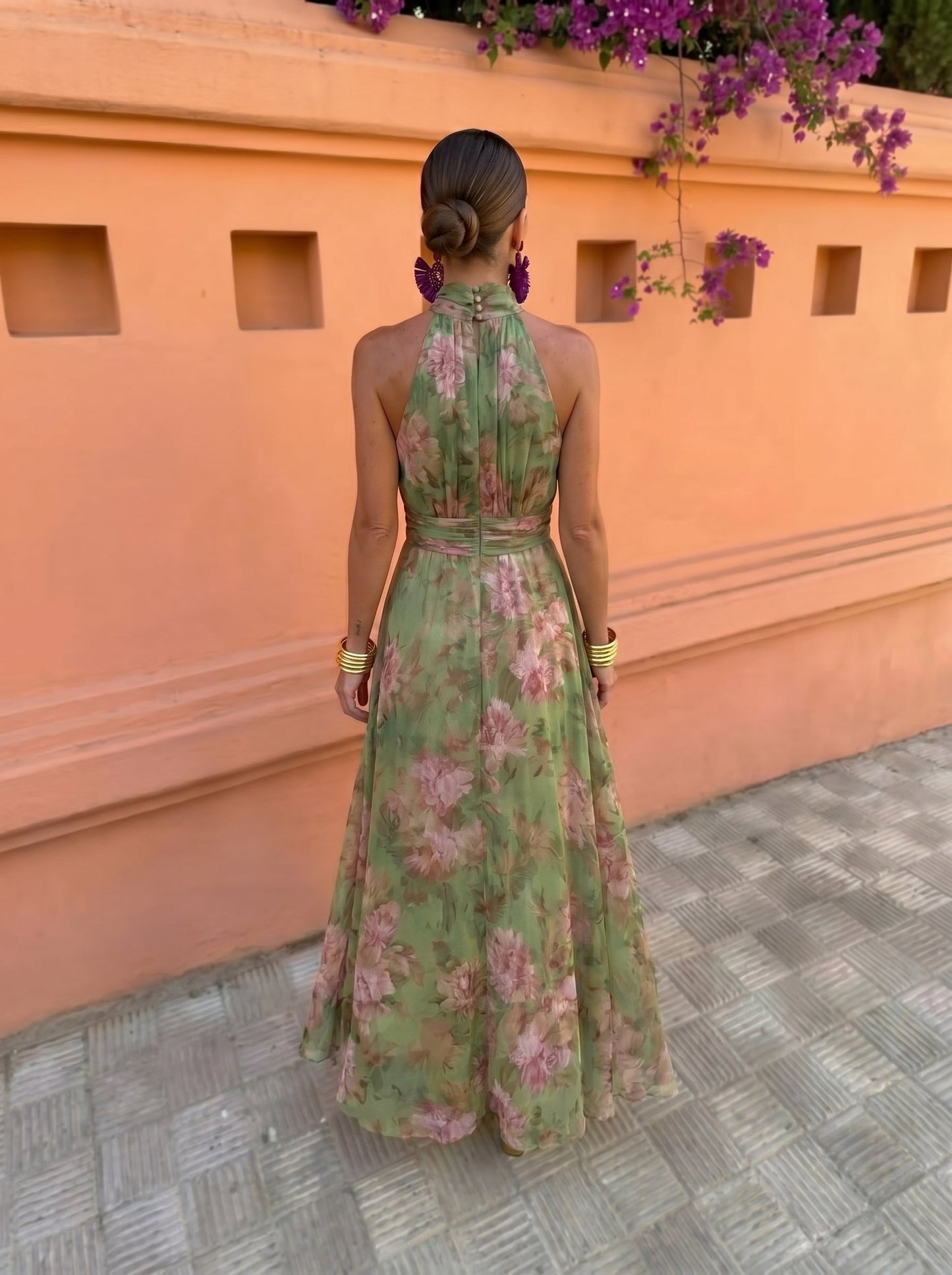 | Robe Longue Fleurie Encuellore Plongeante Sandrine