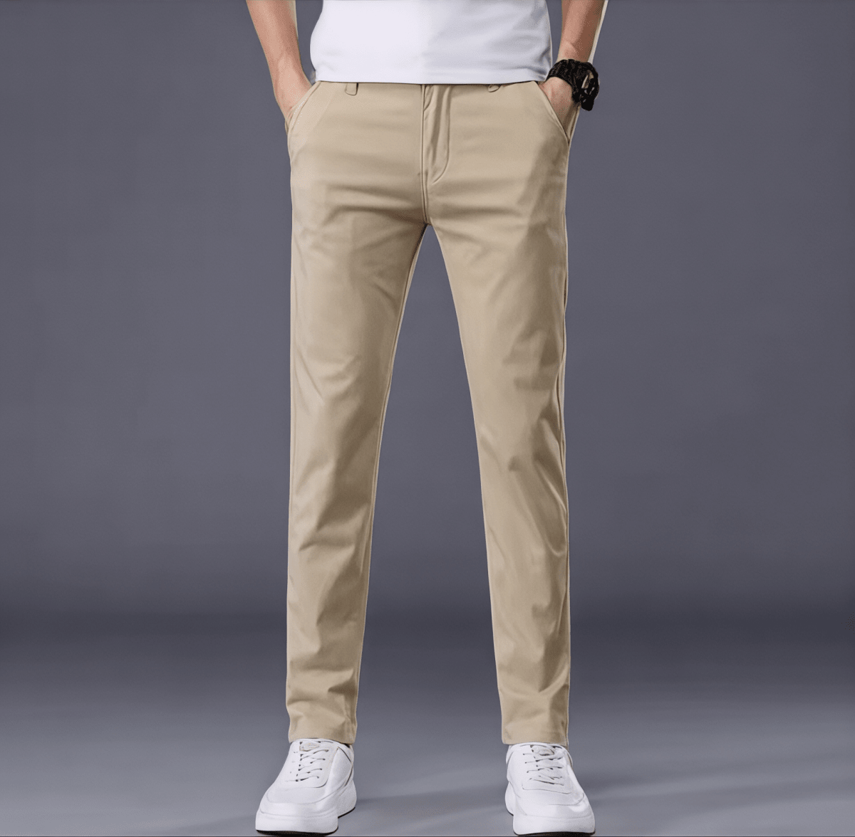 Conjunto de Camiseta Azul Bebé y Pantalones Beige