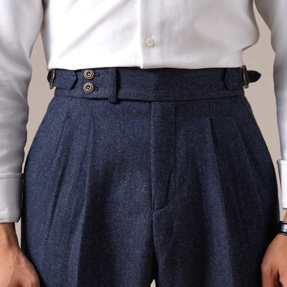 Pantalones de Otoño de Mezcla de Lana en Espiga