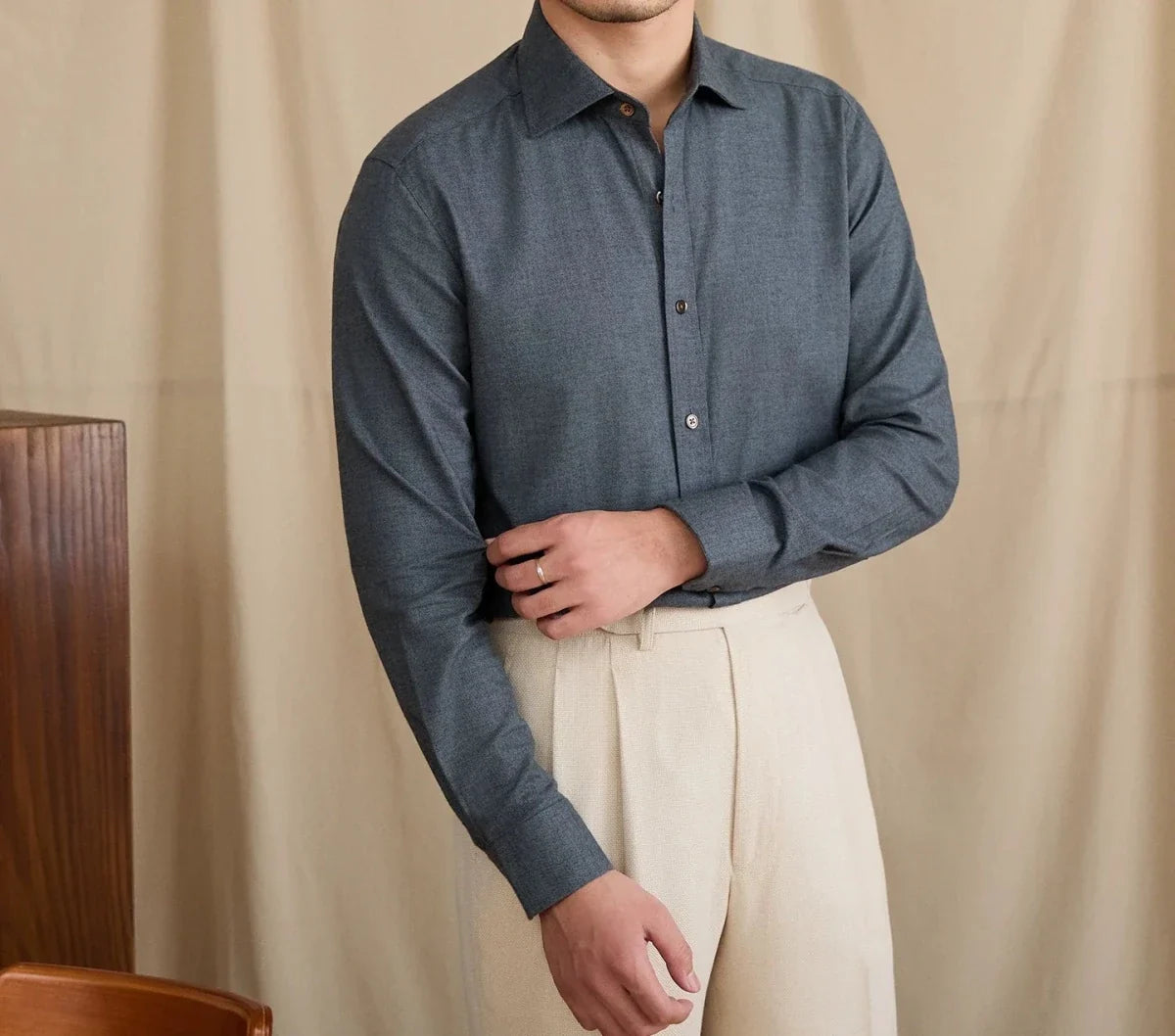 Camisa Elegante Retro de Algodón Puro Leo