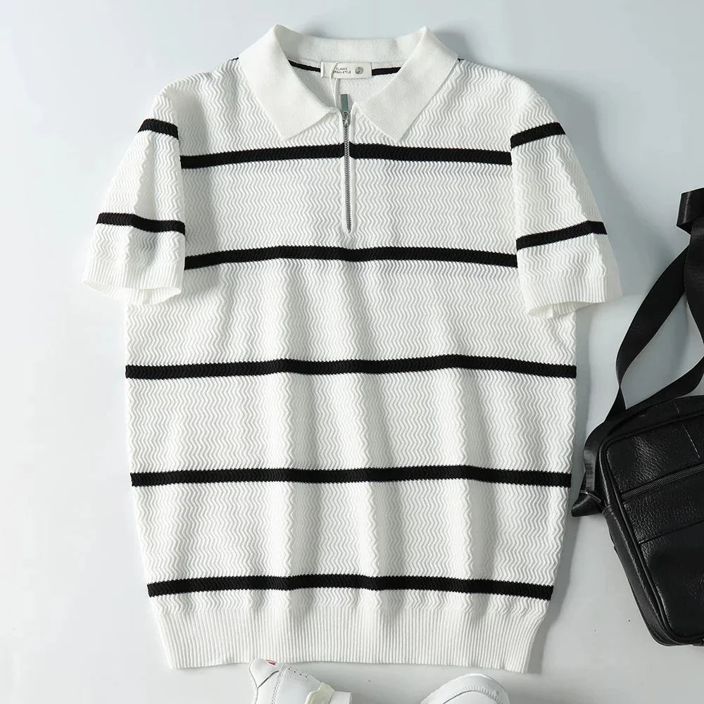 Polo de Rayas con Cremallera Leo
