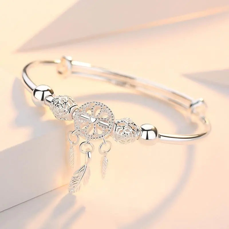 Pulsera de Plata con Colgante Atrapasueños