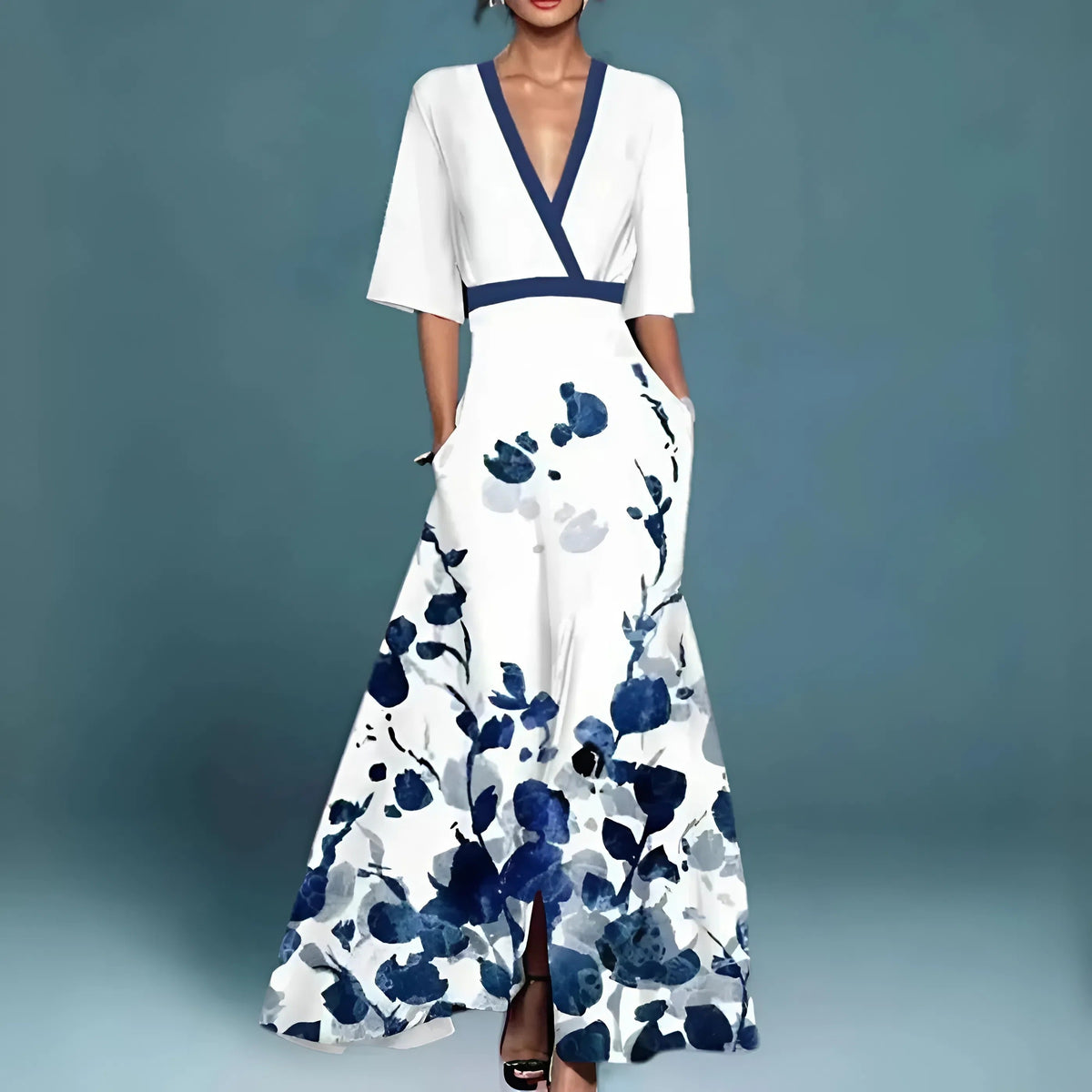Vestido fluido elegante con escote en V