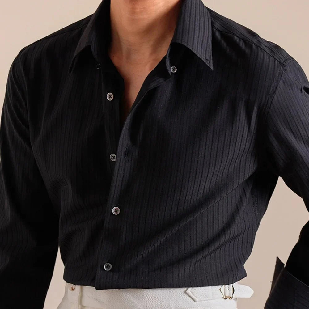 Camisa de Vestir de Algodón a Rayas