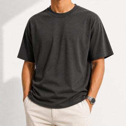 Camiseta Casual de Algodón 100% Pesado de Corte Regular