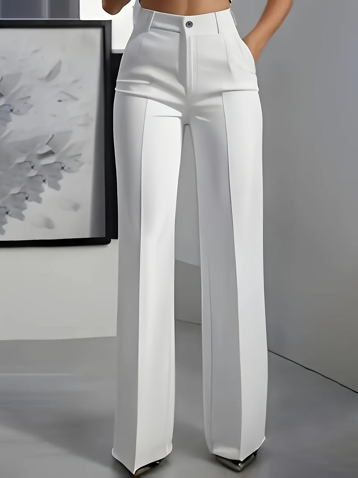 Ilyra – Pantalones de tiro alto en tejido elástico