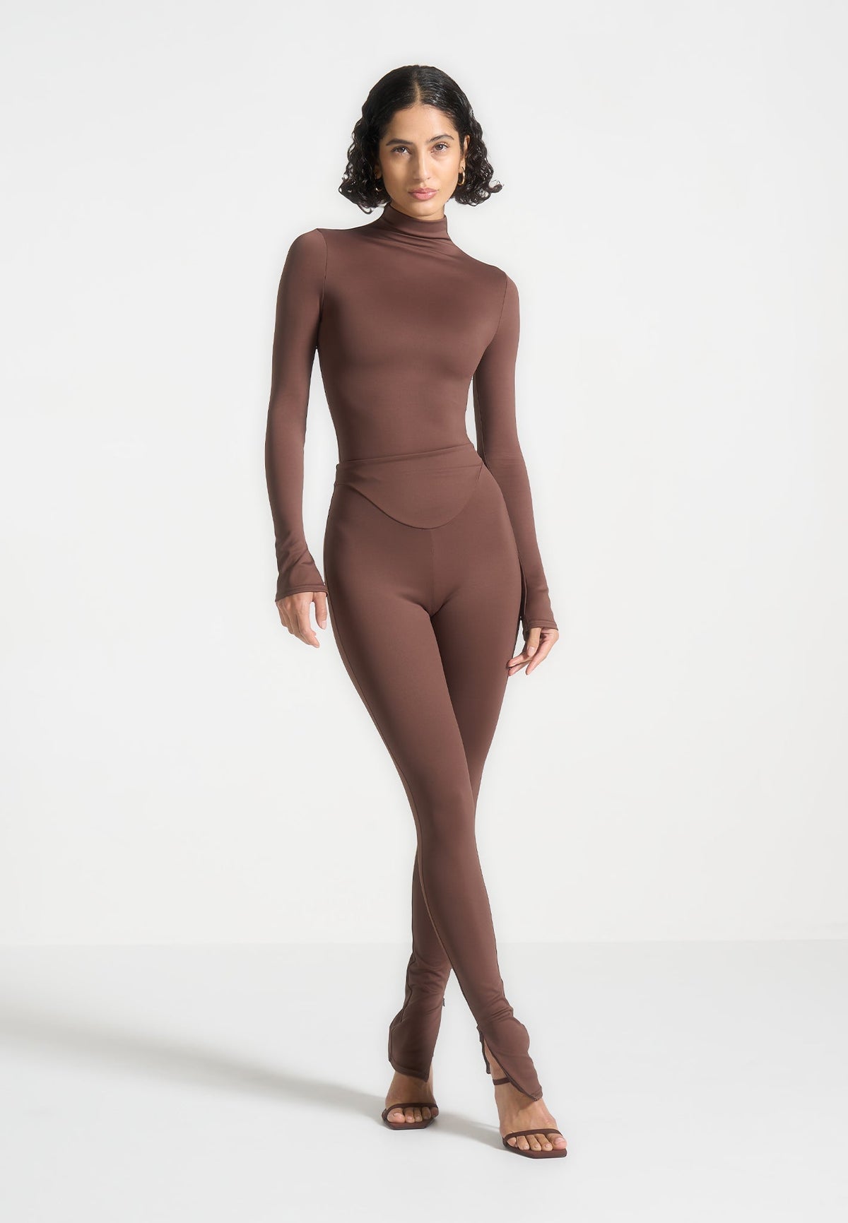 Rachele - Leggings Marrones de Cintura Alta Moldeadores