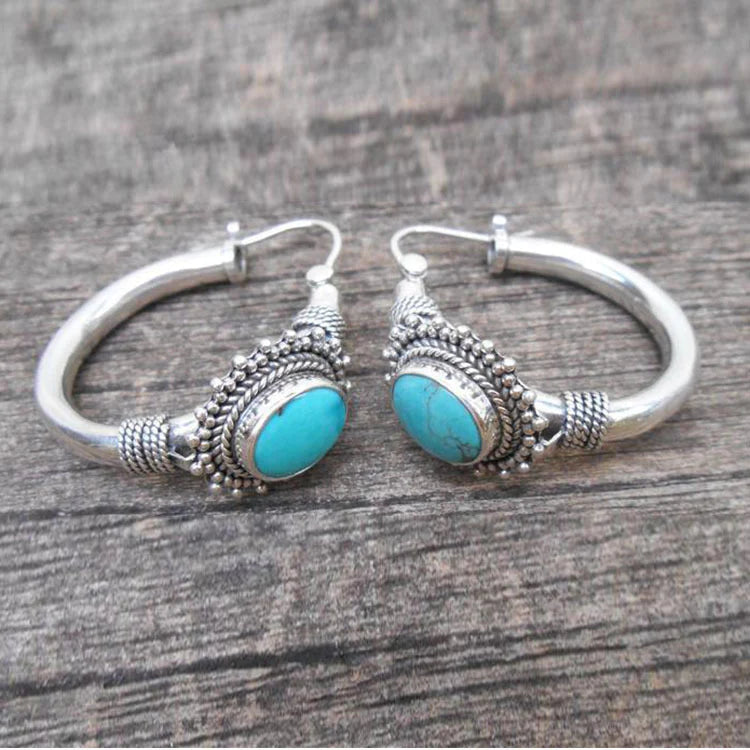Pendientes Elegantes de Plata de Ley con Turquesa