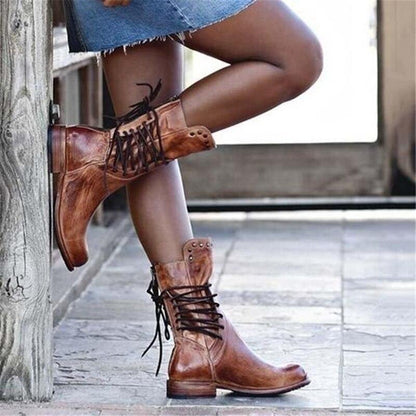 Camille | Botines Media Pierna con Tachuelas Vintage