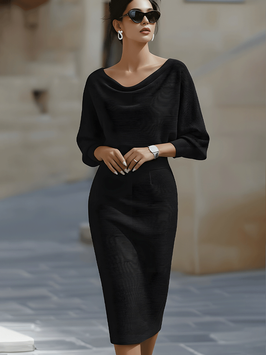 Clarisse | Vestido Midi Drapeado Elegante e Intemporal