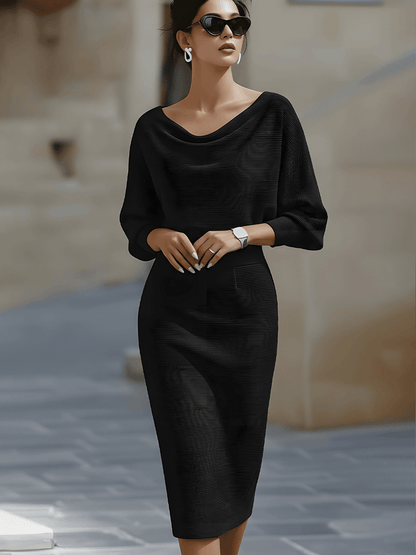 Clarisse | Vestido Midi Drapeado Elegante e Intemporal