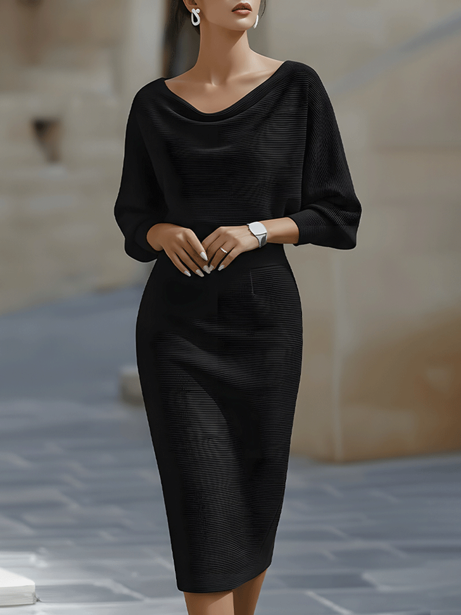 Clarisse | Vestido Midi Drapeado Elegante e Intemporal