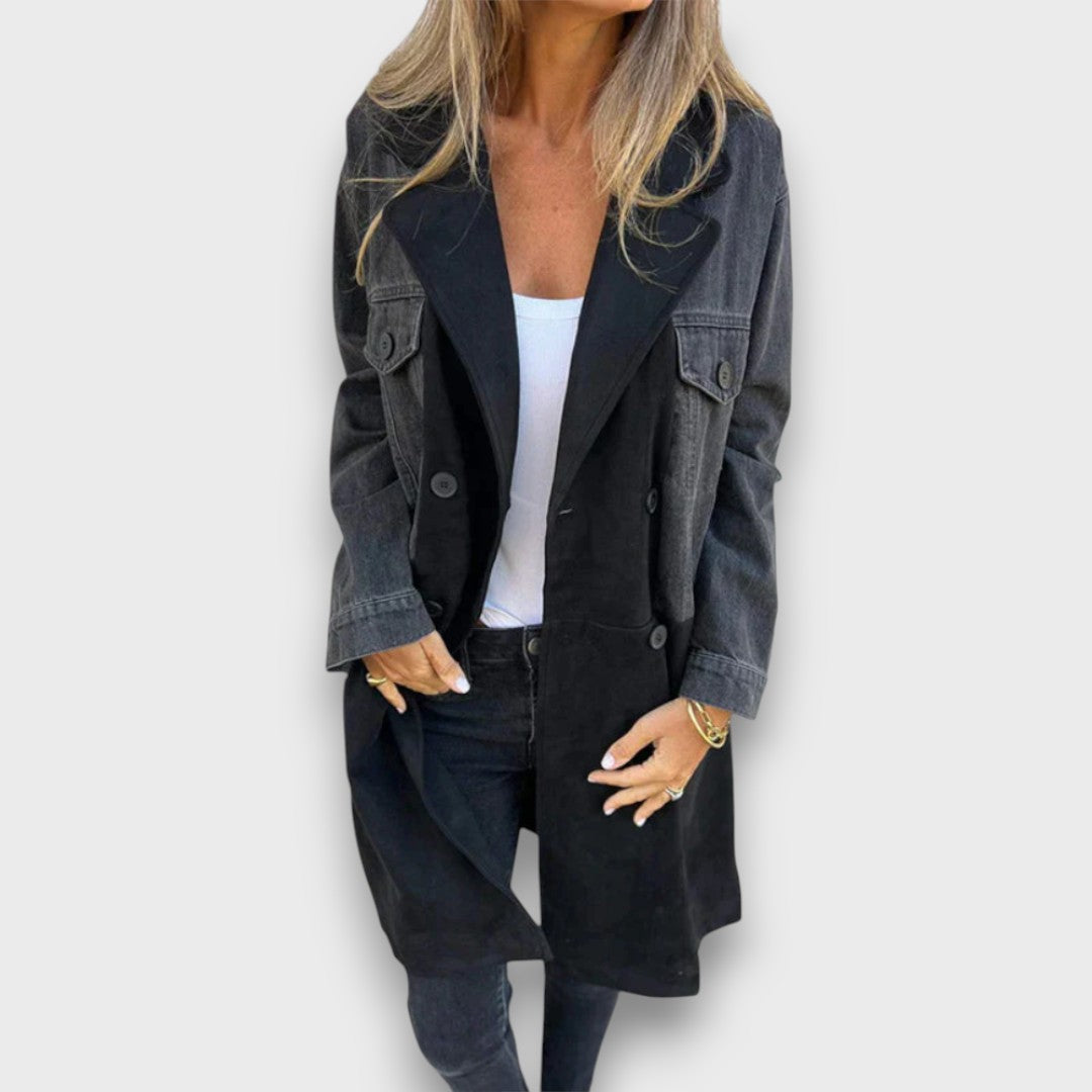 Ariana – Chaqueta de denim y terciopelo artificial