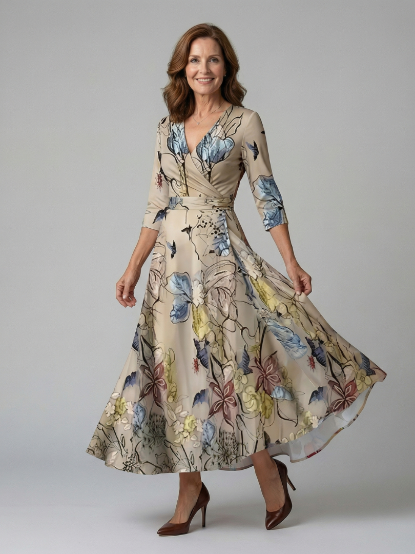 | Robe Midi Croisée a Col Celine