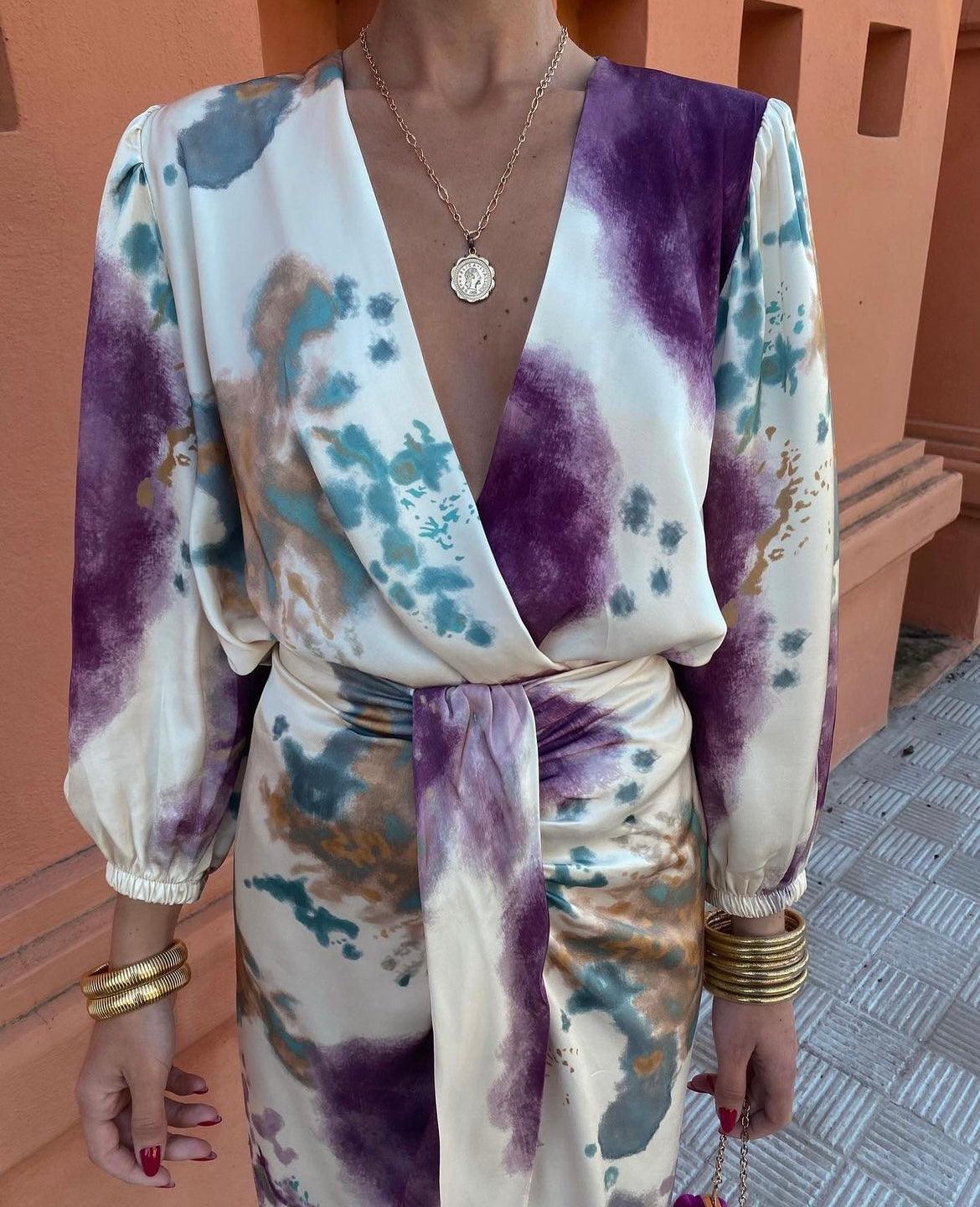 | Robe Portefeuille Satinée Léa