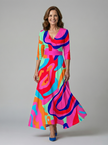 | Robe Midi Croisée a Col Celine