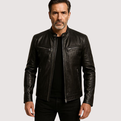 | VESTE EN CUIR HAUT DE GAMME ÉLÉGANTE POUR HOMME