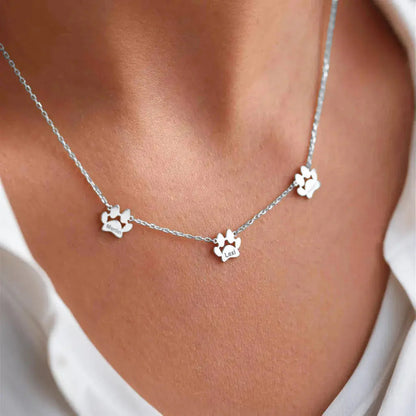 Collar de Nombre con Huellas Personalizado – Huellas Separadas