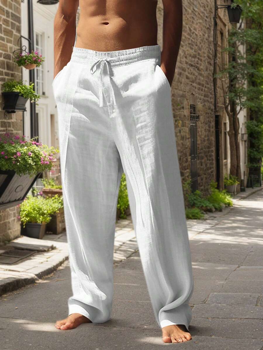 | PANTALON LÉGER EN LIN AVEC CORDON