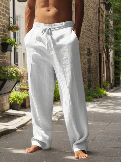 | PANTALON LÉGER EN LIN AVEC CORDON