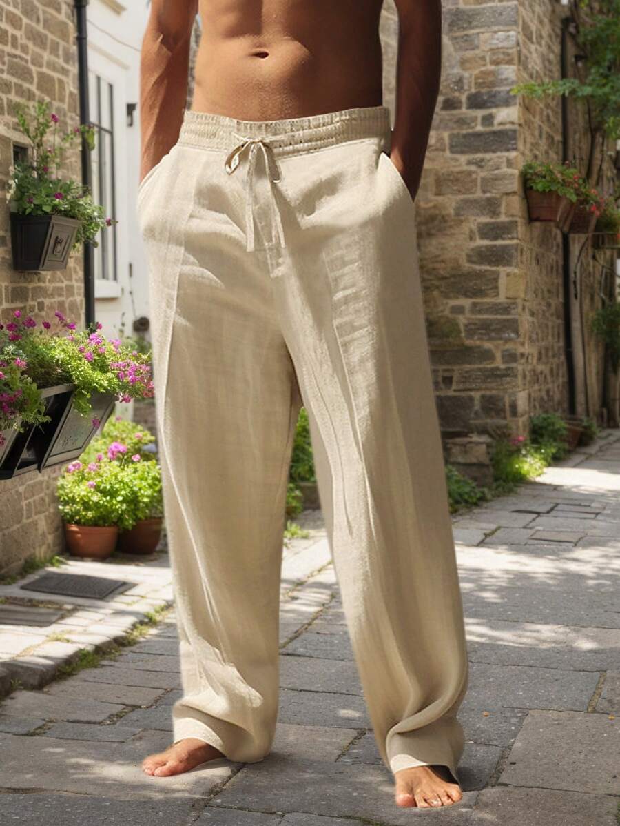 | PANTALON LÉGER EN LIN AVEC CORDON