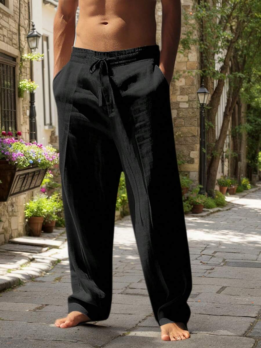 | PANTALON LÉGER EN LIN AVEC CORDON