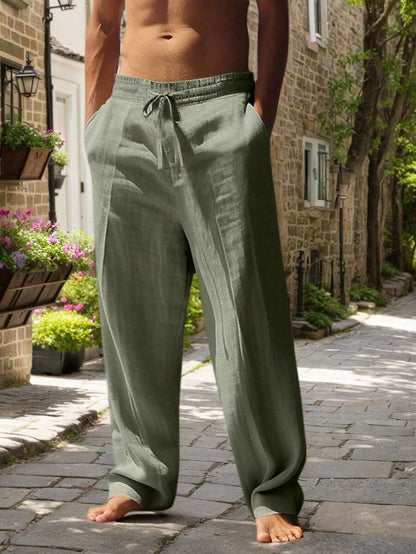 | PANTALON LÉGER EN LIN AVEC CORDON