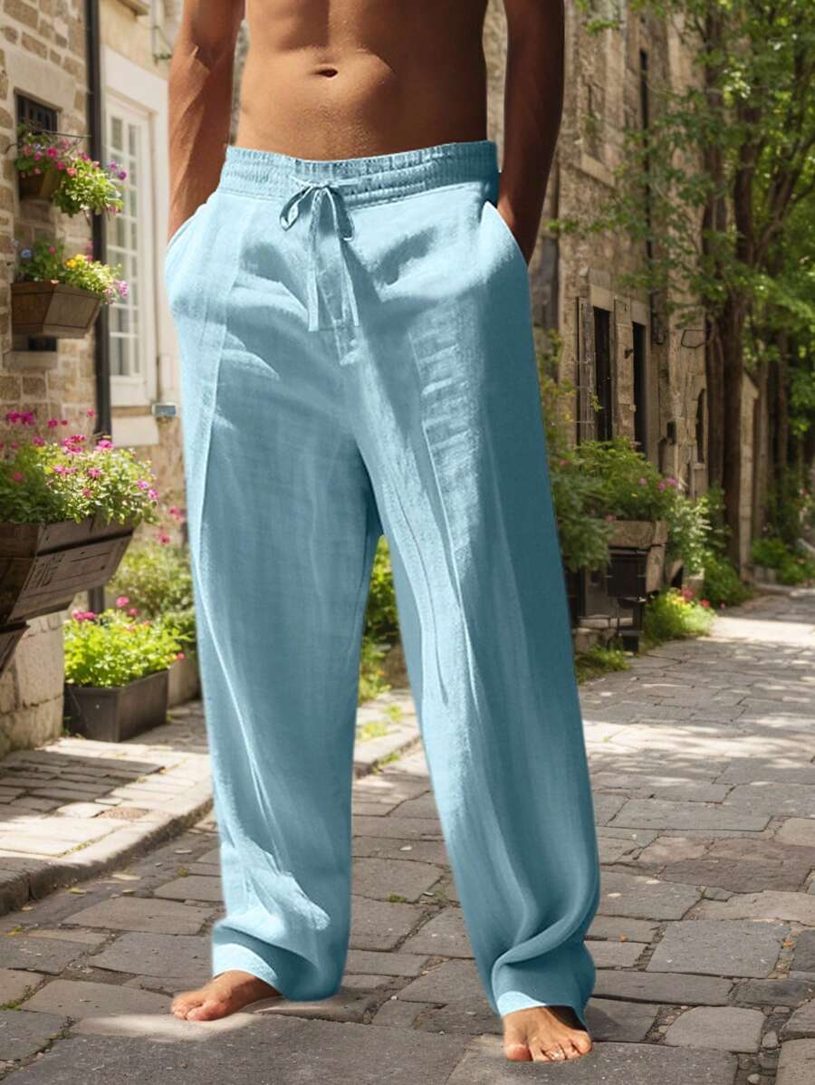 | PANTALON LÉGER EN LIN AVEC CORDON