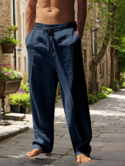 | PANTALON LÉGER EN LIN AVEC CORDON