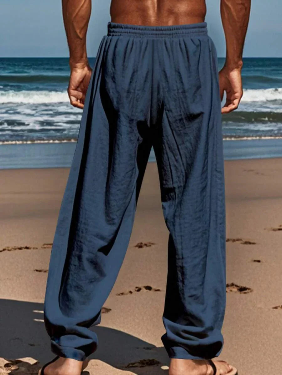 | PANTALON LÉGER EN LIN AVEC CORDON