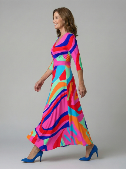 | Robe Midi Croisée a Col Celine