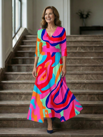 | Robe Midi Croisée a Col Celine