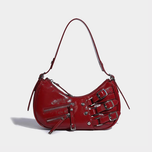 Debora – Bolso Baguette con Hebillas Decorativas y Cierre Zip