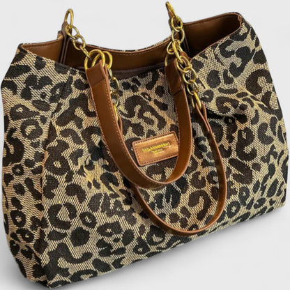 Bolso shopper de lona con estampado de leopardo