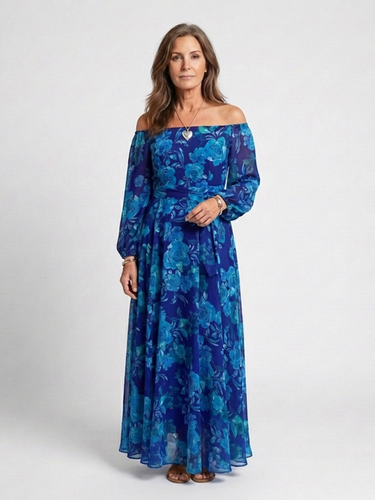 | Robe Maxi Fleurie a Épaules Dégagées Aspen