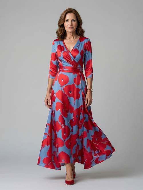 | Robe Midi Croisée a Col Celine