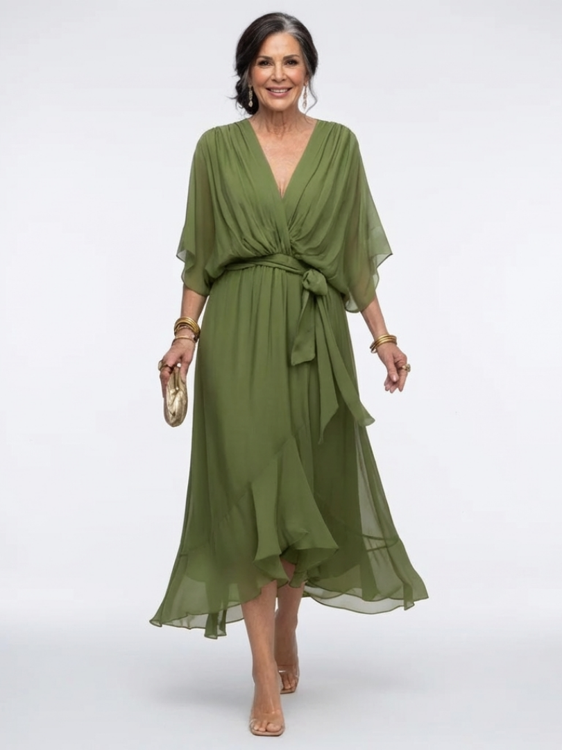 | Robe Midi Drapée a Encuellore Elysia