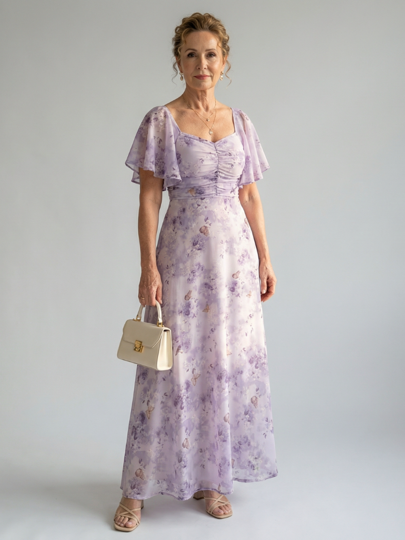 | Robe Midi a Manches Volantes Vaelis