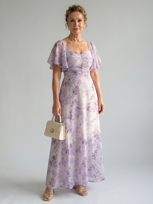 | Robe Midi a Manches Volantes Vaelis