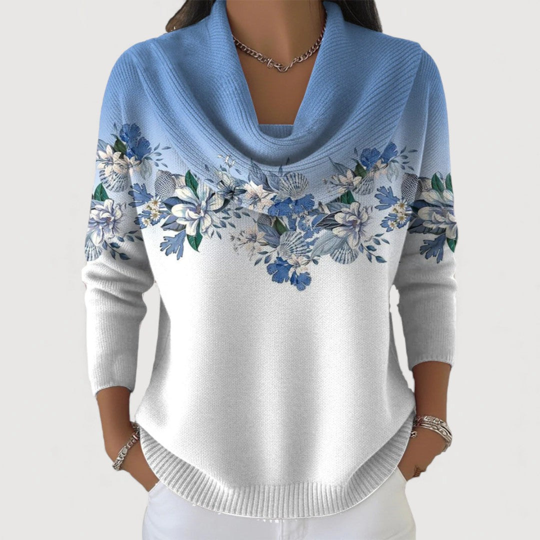 Alba – Jersey Mujer Floral con Cuello