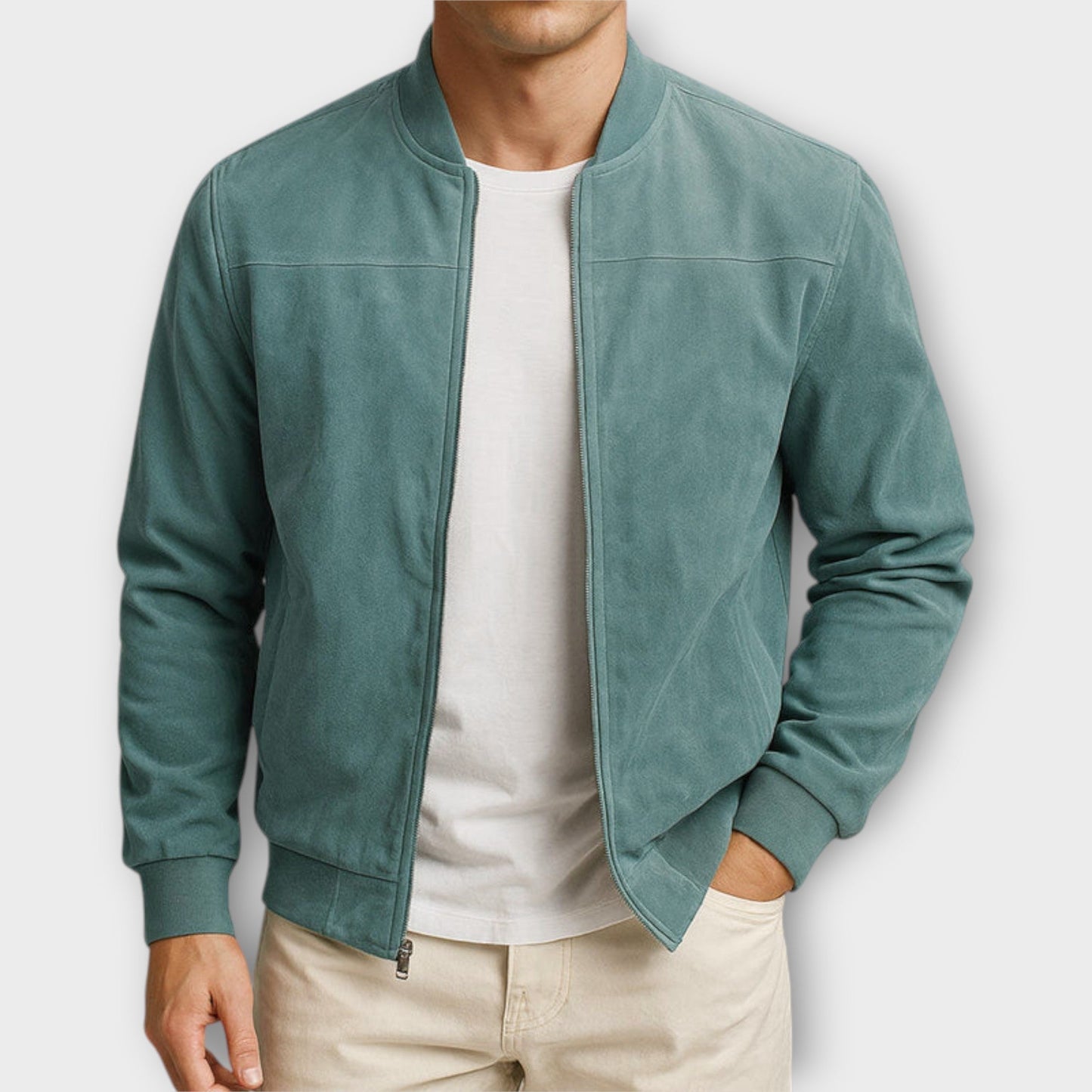 | VESTE BOMBER EN CUIR SUEDE HOMME