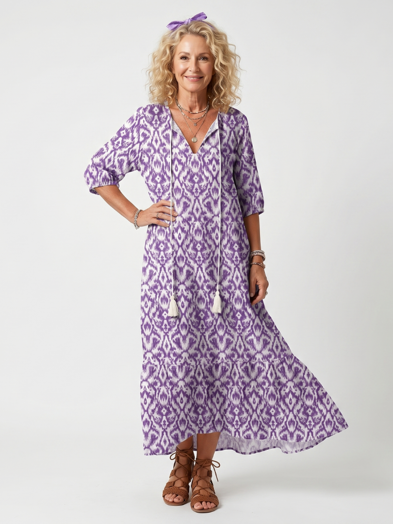 Esther| Vestido Midi Anudado Estampado