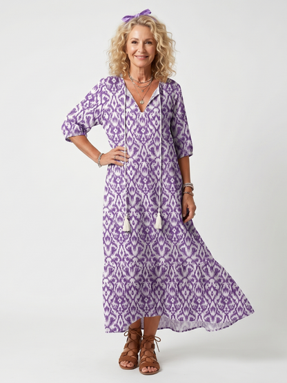 Esther| Vestido Midi Anudado Estampado